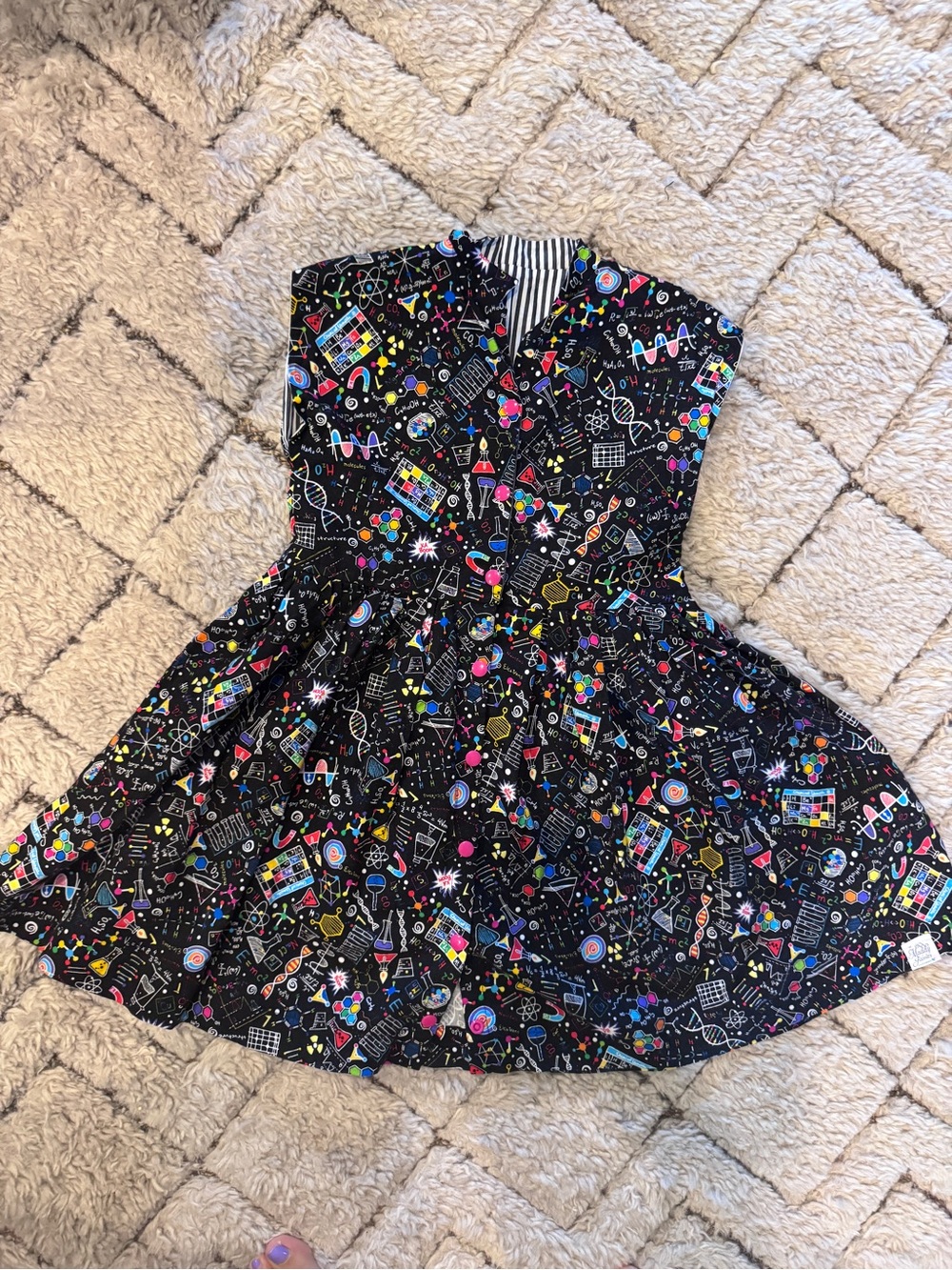 Maddy James Kids Black Science Print Button-Front Dress